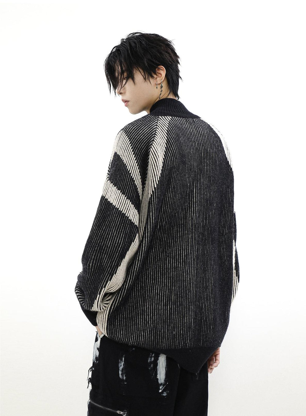 High Neck Oversize Knit Cardigan