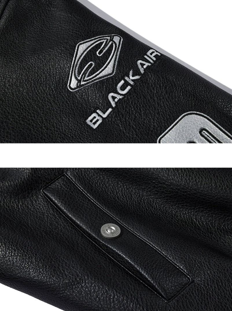Emblematic Faux Leather Jacket - chiclara