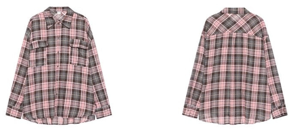 Checkered Oversize Shirt - chiclara