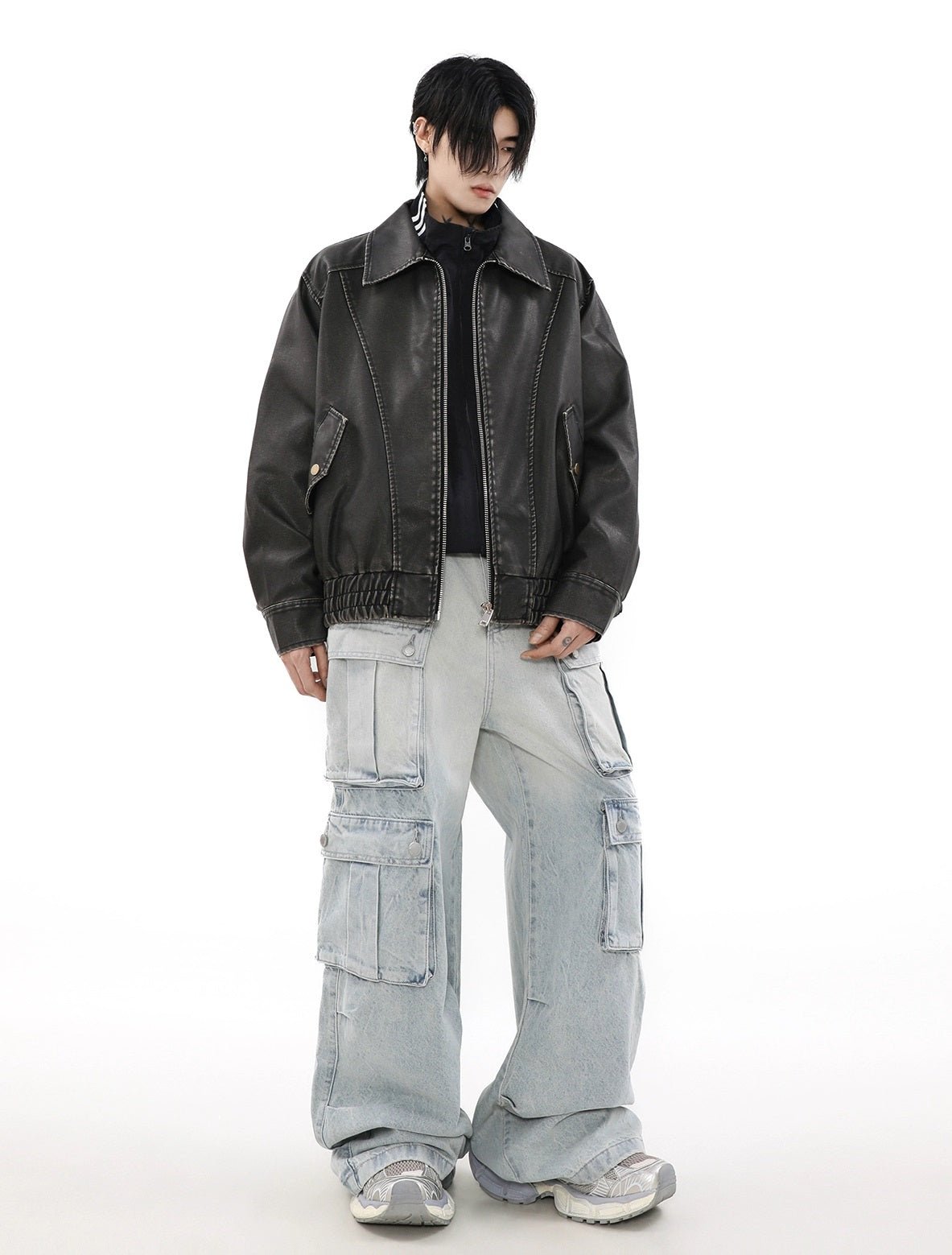 Retro Faux Leather Oversize Jacket - chiclara