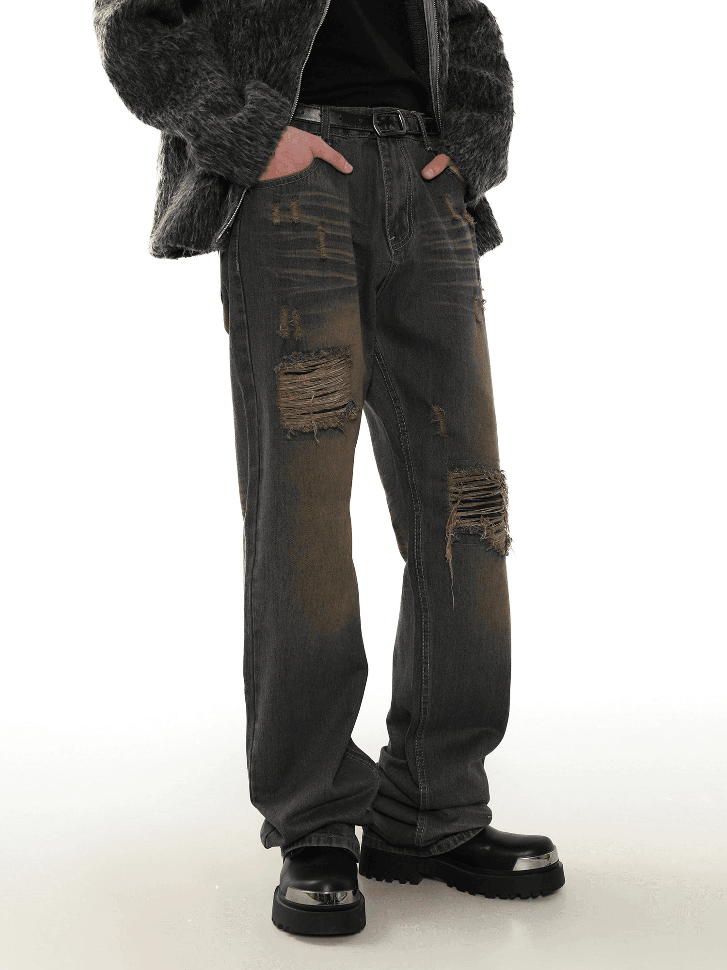 Golden Mud Distressed Jeans - chiclara
