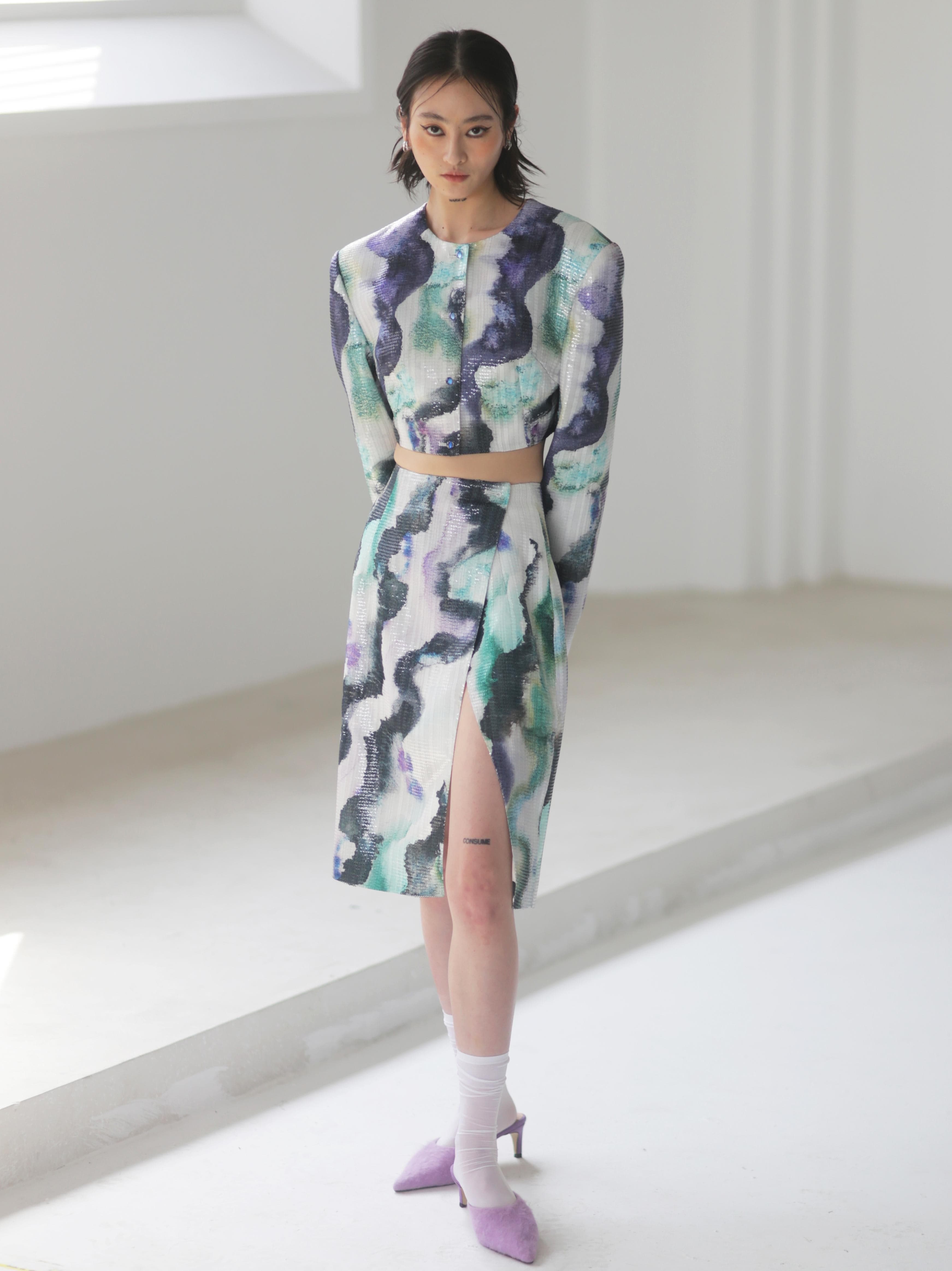 Artisan Sequin Side Slit Skirt - chiclara