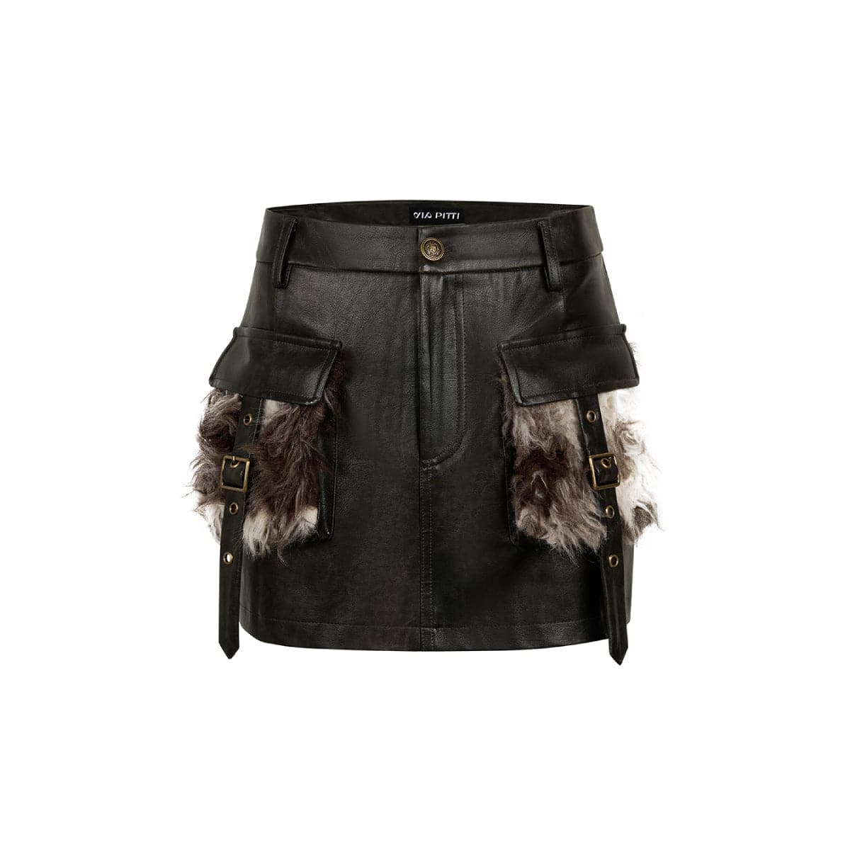 Luxury Leather Pocket Skirt - Black - chiclara