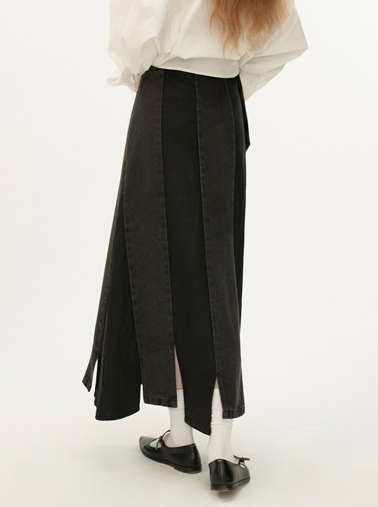Black Denim Patchwork Skirt - chiclara