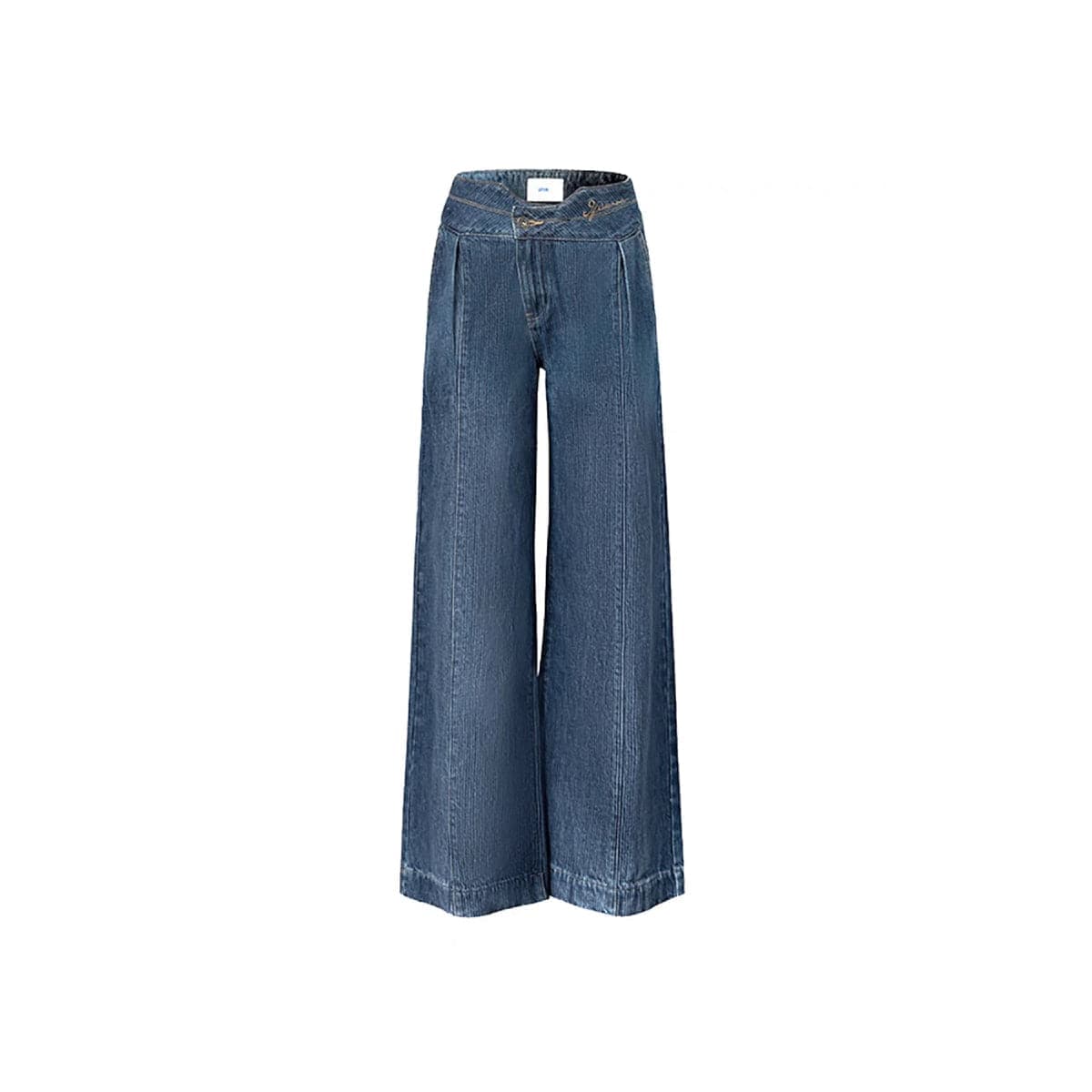 Classic Cross-Waist Straight-Leg Denim Jeans - chiclara