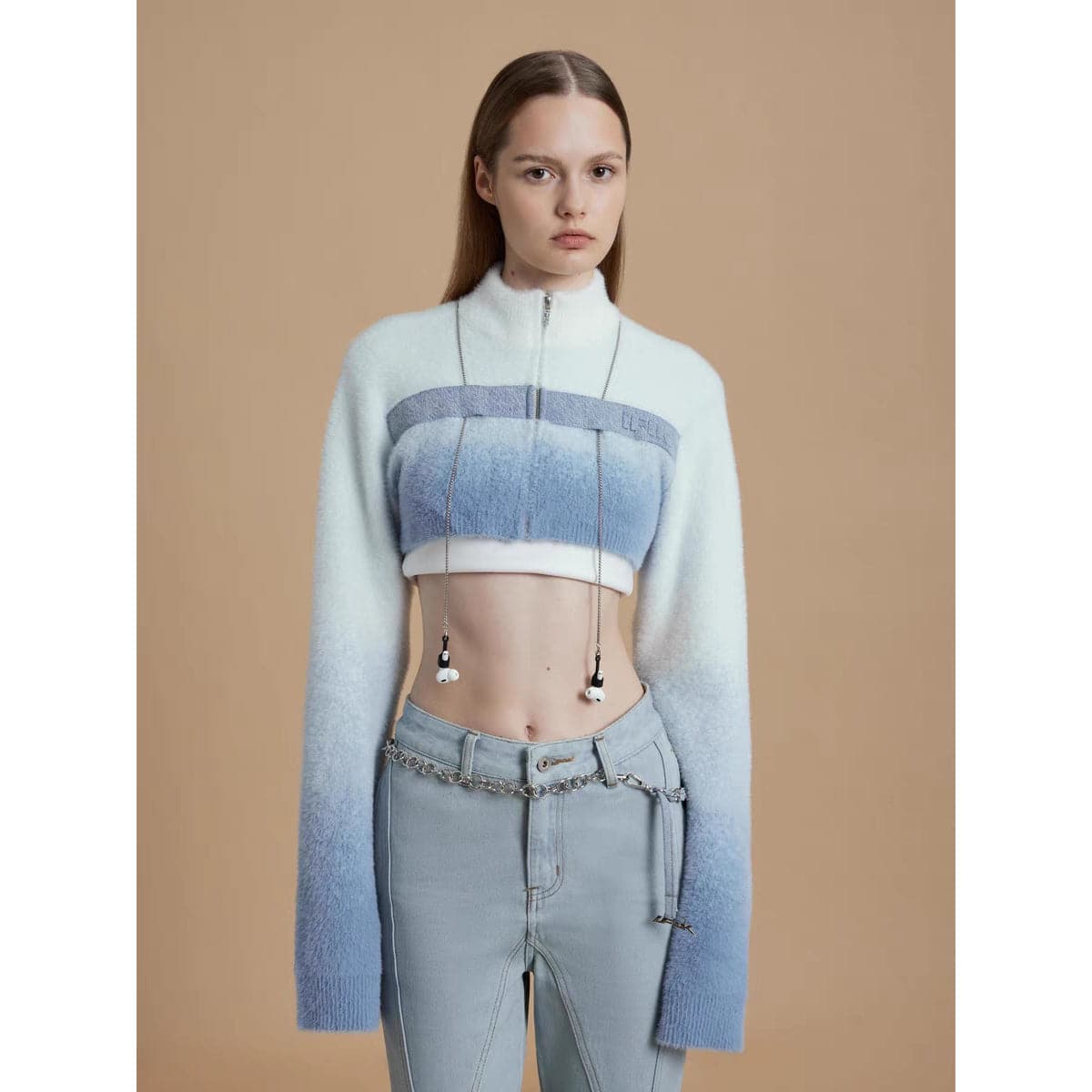 Cyberpunk Gradient Cropped Knit Top - chiclara